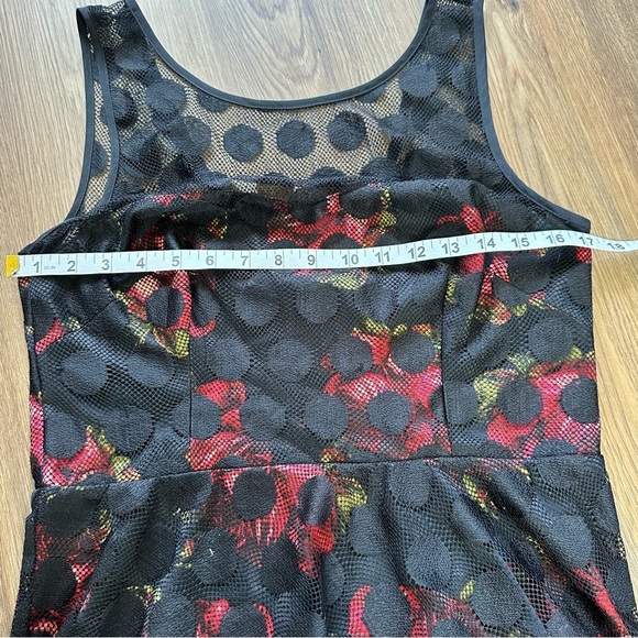 Betsey Johnson 10 Dress Floral Polka Dot Retro Rose Fit & Flare Mini Mesh Lace - Picture 9 of 11